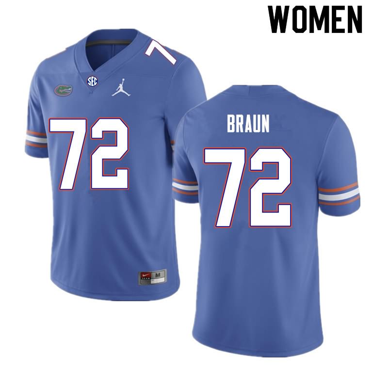 NCAA Florida Gators Josh Braun Women's #72 Nike Royal Stitched Authentic College Football Jersey JKG6264XP